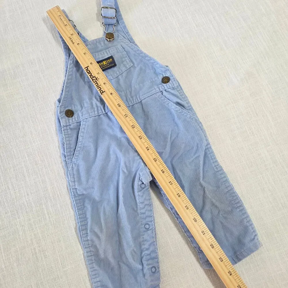 Vintage 90s Oshkosh Blue Cord Overalls 9-12 months